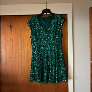 French Connection Green Sequin Mini Dress